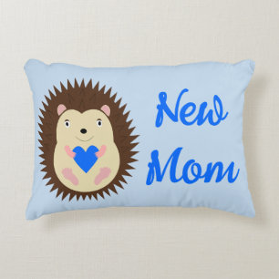 Baby Boy Blue Heart Hedgehog Custom Decorative Cushion
