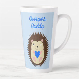 Baby Boy Blue Heart Hedgehog Custom Latte Mug