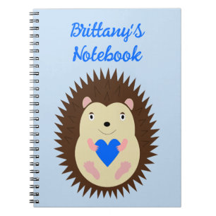 Baby Boy Blue Heart Hedgehog Custom Notebook