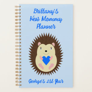 Baby Boy Blue Heart Hedgehog Custom Planner