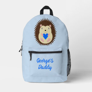 Baby Boy Blue Heart Hedgehog Custom Printed Backpack