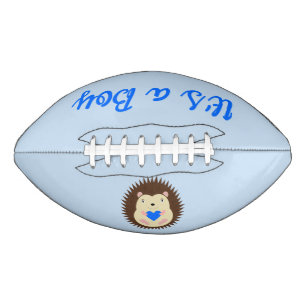 Baby Boy Blue Heart Hedgehog Gender Reveal Football