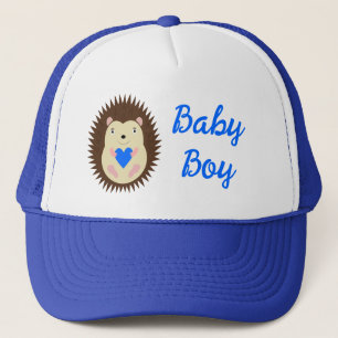 Baby Boy Blue Heart Hedgehog Gender Reveal Trucker Hat