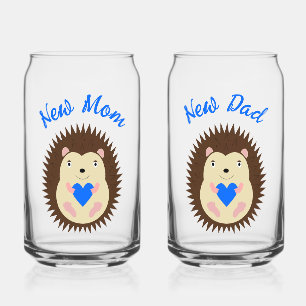 Baby Boy Blue Heart Hedgehog New Parents Can Glass