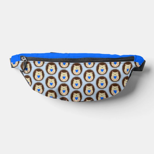 Baby Boy Blue Heart Hedgehog Patterned Bum Bags (Lay Down)