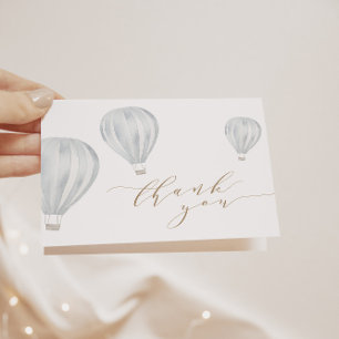 Baby Boy Blue Hot Air Balloon Thank You Card