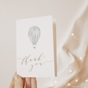 Baby Boy Blue Hot Air Balloon Thank You Card