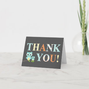 Baby Boy Blue Owl Thank yoU Card