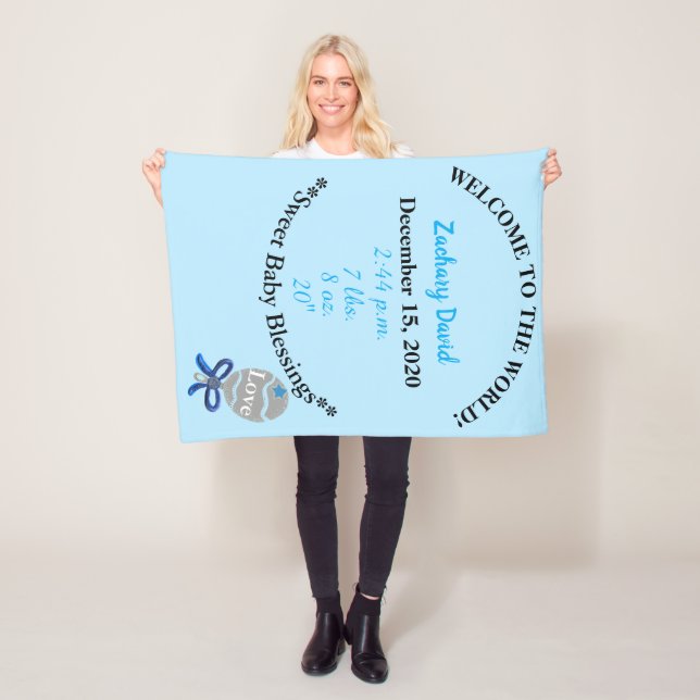 Baby Boy Blue Rattle Fleece Blanket (In Situ)