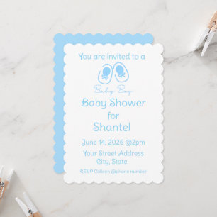 Baby Boy Blue Shoes Baby Shower Invitation