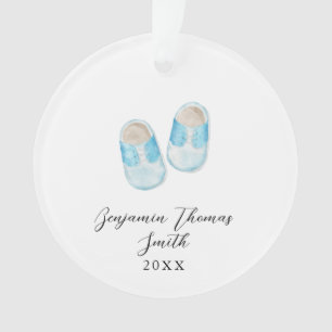 Baby Boy Blue Shoes Christmas Ceramic Ornament