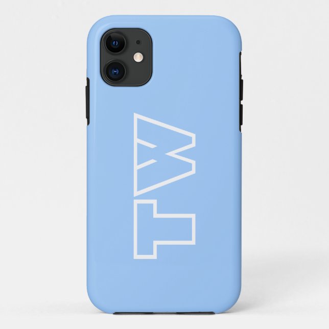 Baby Boy Blue Solid Colour Minimalist Monogram Cas Case-Mate iPhone Case (Back)