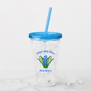 Baby Boy Bluebell Flowers Spring Baby Shower Acrylic Tumbler