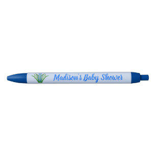 Baby Boy Bluebell Flowers Spring Baby Shower Black Ink Pen