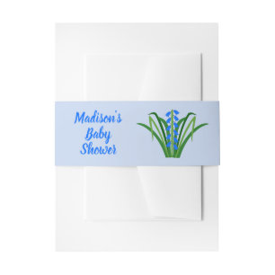 Baby Boy Bluebell Flowers Spring Baby Shower Invitation Belly Band