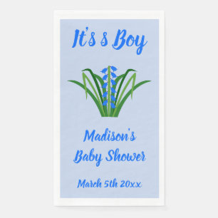 Baby Boy Bluebell Flowers Spring Baby Shower Napkin
