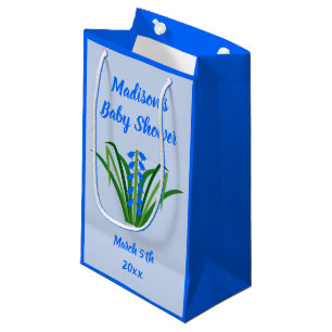 Baby Boy Bluebell Flowers Spring Baby Shower Small Gift Bag