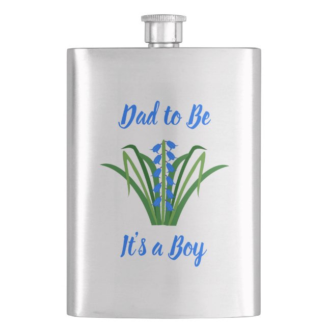 Baby Boy Bluebell Flowers Spring Custom Hip Flask (Front)