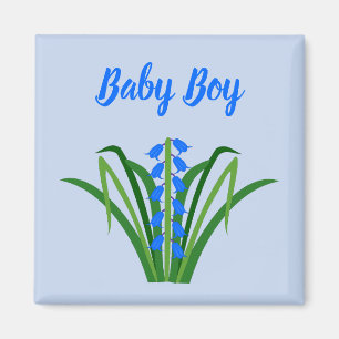 Baby Boy Bluebell Flowers Spring Custom Magnet