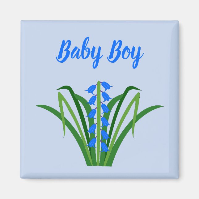 Baby Boy Bluebell Flowers Spring Custom Magnet (Front)
