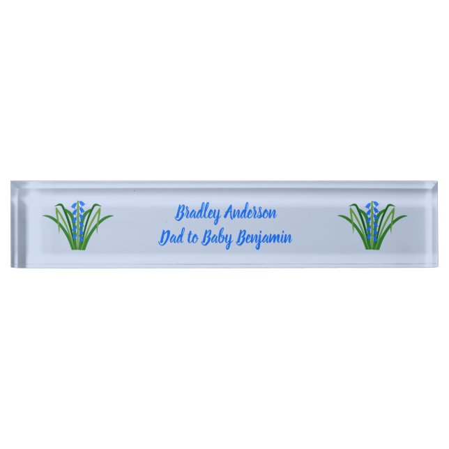 Baby Boy Bluebell Flowers Spring Custom Nameplate (Front)
