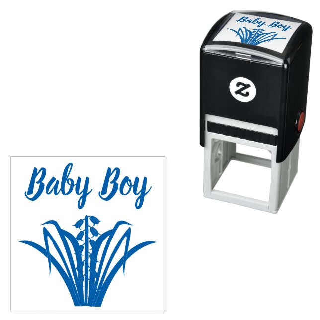 Baby Boy Bluebell Flowers Spring Custom Self-inking Stamp (In Situ)