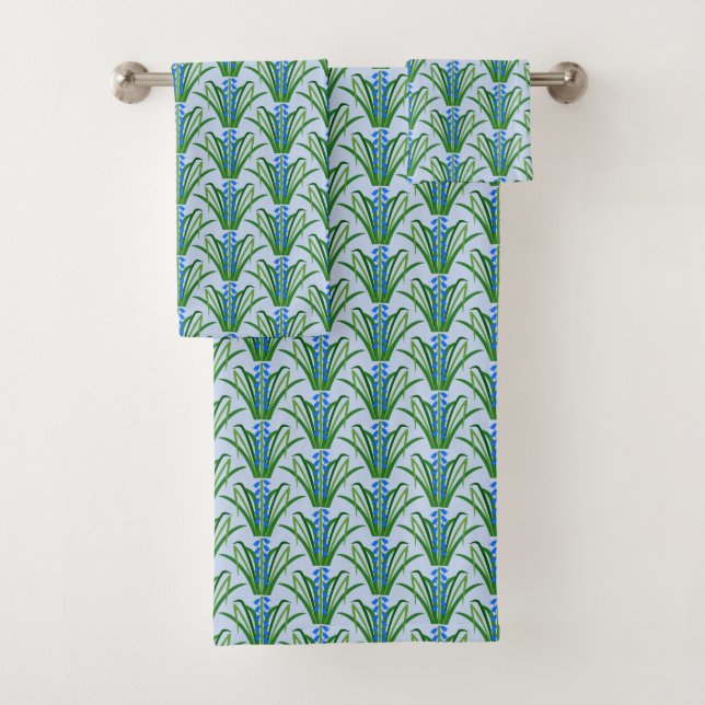 Baby Boy Bluebell Flowers Spring Patterned Bath Towel Set (Insitu)