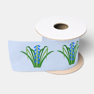 Baby Boy Bluebell Flowers Spring Patterned Satin Ribbon