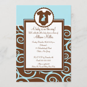 Baby Boy Bodysuit Swirl Boy Baby Shower Invitation