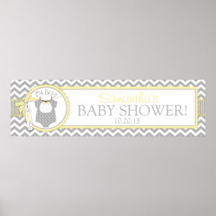 Baby Boy Bow Tie Chevron Print Baby Shower Banner