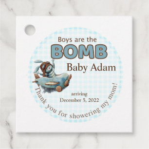 Baby boy Boys are the bomb shower favour tag, bunn Tags