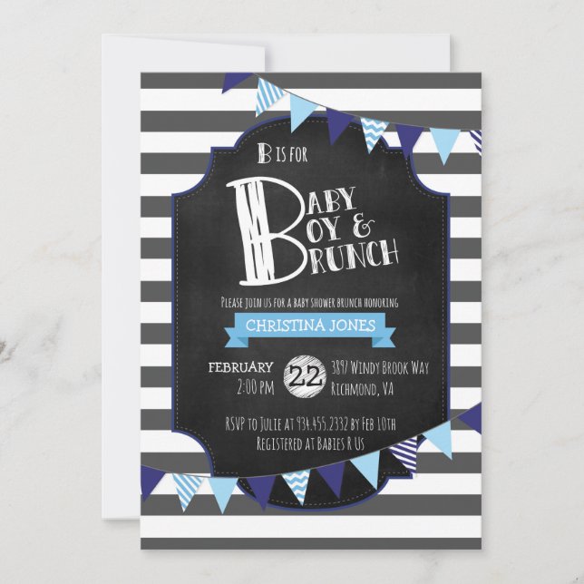 Baby Boy & Brunch Baby Shower Invitation (Front)