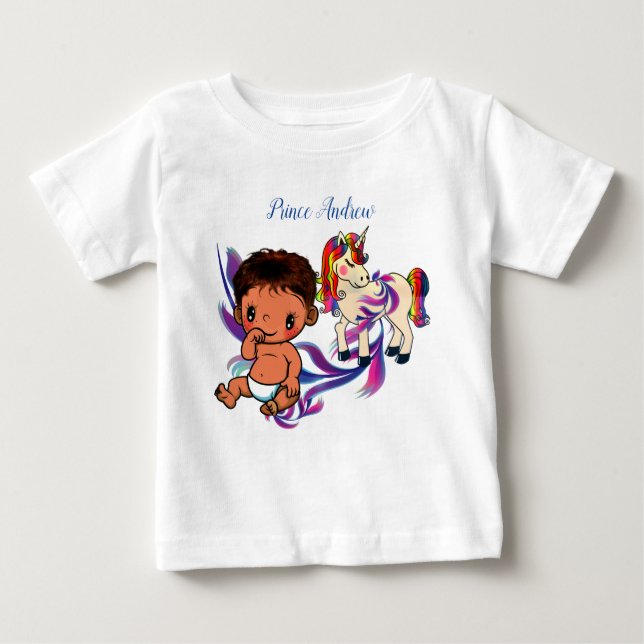 Baby Boy Bubbles & Unicorns Baby T-Shirt (Front)