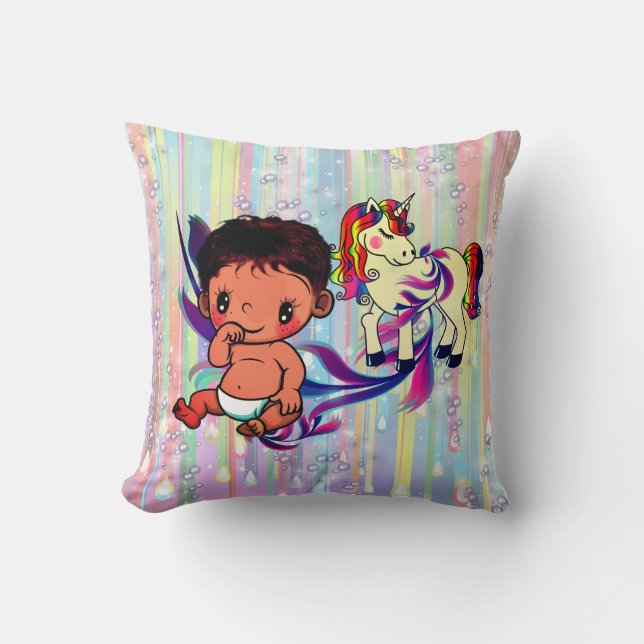 Baby Boy Bubbles & unicorns Cushion (Front)