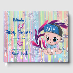 Baby Boy Bubbles & Unicorns Guest Book