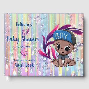 Baby Boy Bubbles & Unicorns Guest book