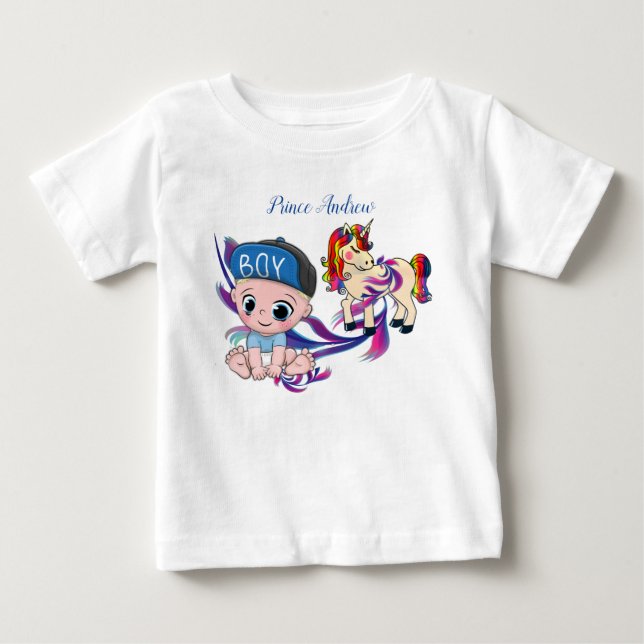 Baby Boy Bubbles & Unicorns T-Shirt (Front)