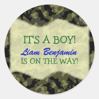 Baby Boy - Camo Themed Baby Shower Classic Round Sticker