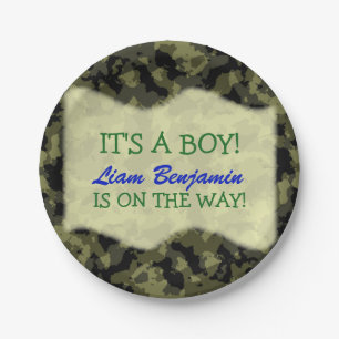 Baby Boy - Camo Themed Baby Shower Paper Plate
