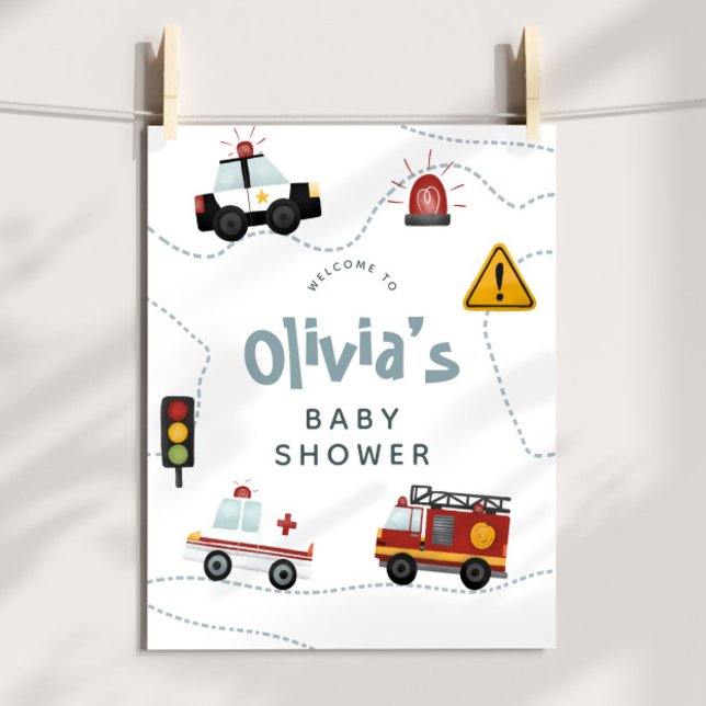 Baby Boy Cars Cute Baby Shower Welcome Sign (Creator Uploaded)