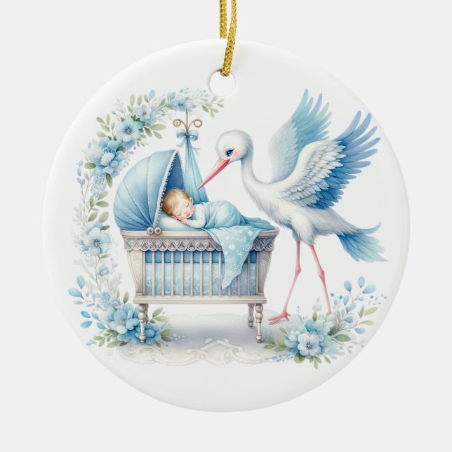 Baby Boy Ceramic Tree Decoration (Front)