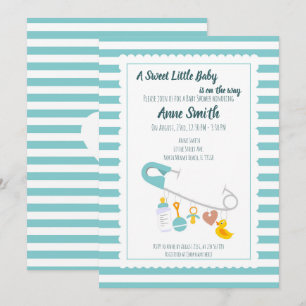 Baby boy charms pin Baby Shower Invitation