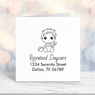 Baby Boy Childcare Daycare Address 2 Self-inking Stamp