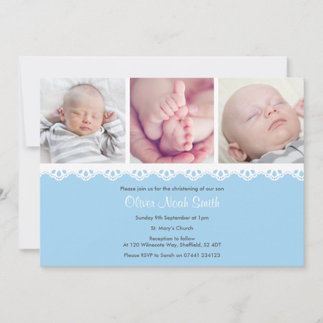 Baby Boy Christening/Baptism Invitation (Front)