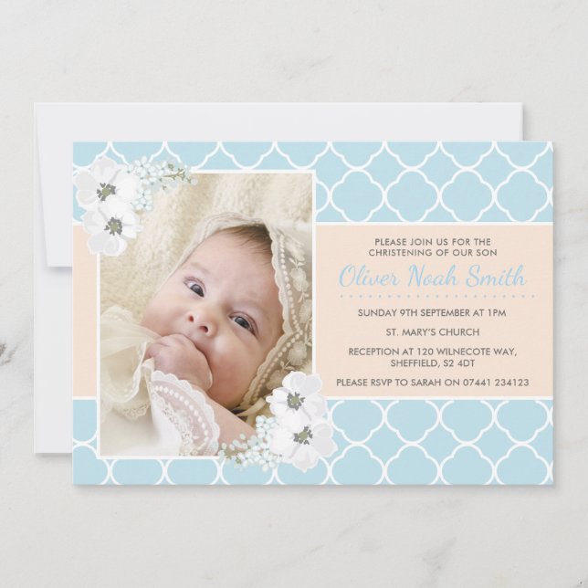 Baby Boy Christening/Baptism Invitation (Front)