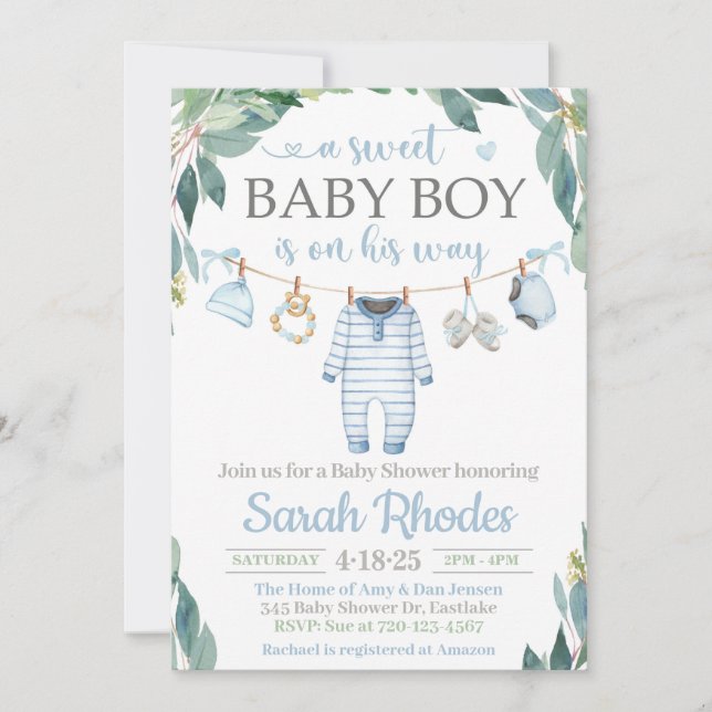 Baby Boy Clothes Baby Shower Invitation (Front)