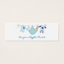 Baby Boy Clothes Line Diaper Raffle - Skinny Card
