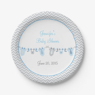 Baby Boy Clothesline Baby Shower Paper Plate