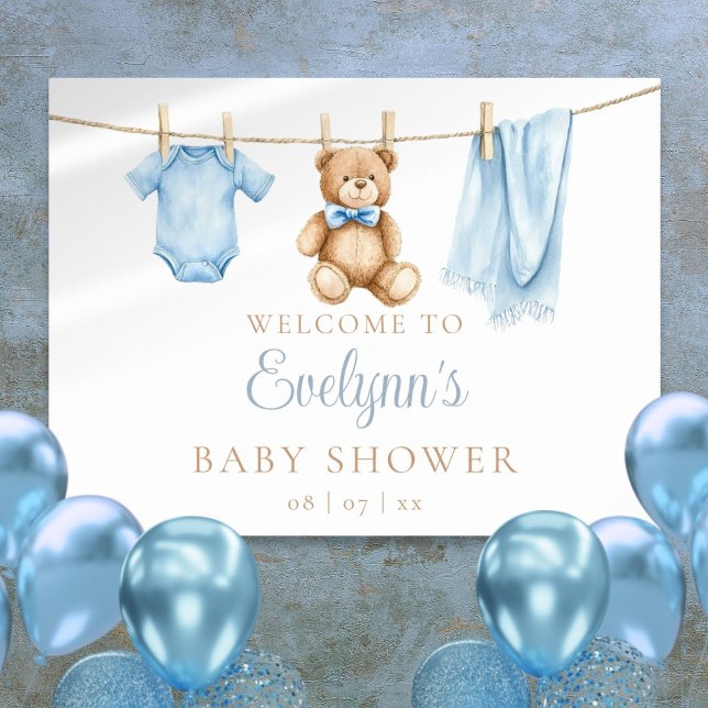 Baby Boy Clothesline Baby Shower Welcome Sign (Baby Boy Clothesline Baby Shower Welcome Sign)