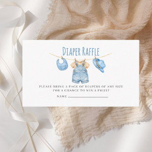 Baby Boy Clothesline Diaper Raffle Baby Shower Enclosure Card